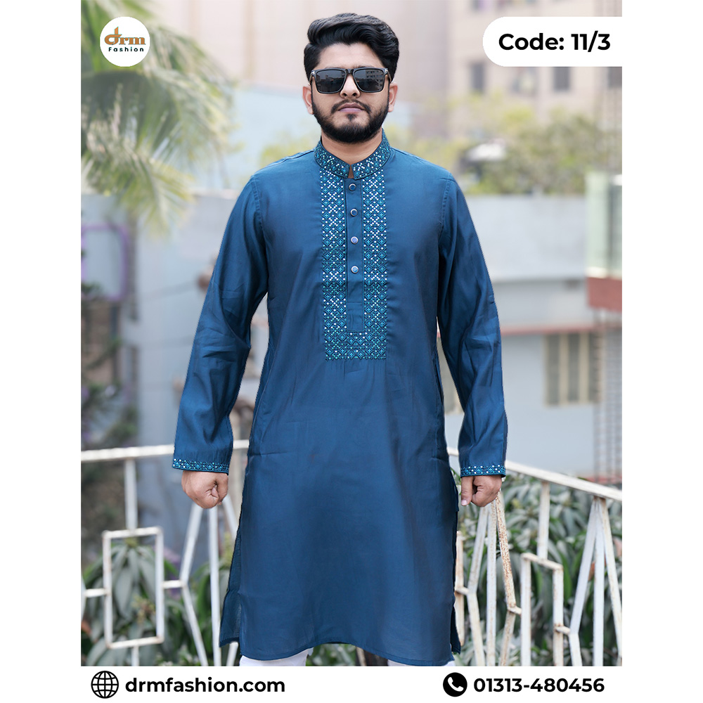 Men’s Premium Sea Green Embroidered Panjabi | Code: 11/3