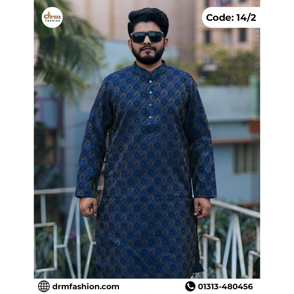 Violet Jacket-Print Panjabi with Antique Motif Weave | Code: 14/2