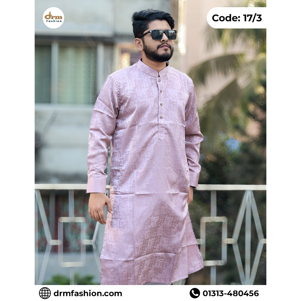 Elegant Blush Pink Patterned Panjabi with Modern Textured Fabric | Code: 17/3