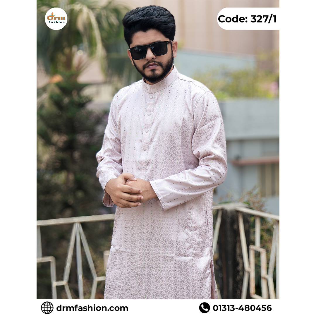 Luxury Light Pink Designer Panjabi for Men | Premium Festive Panjabi | Code: 327/1