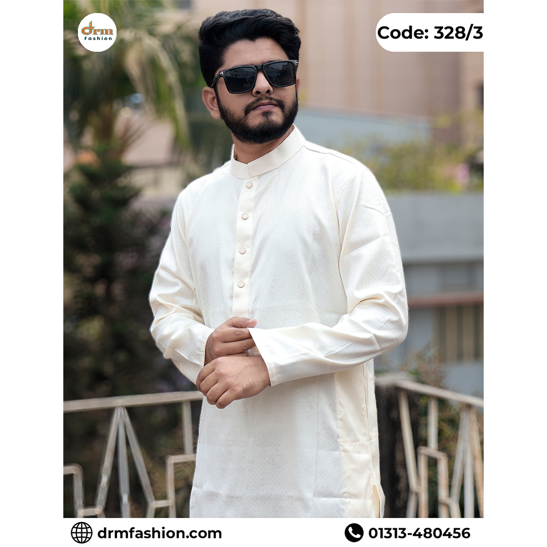 Luxury Ivory Cream Designer Panjabi for Men | Premium Festive Panjabi | Code: 328/3