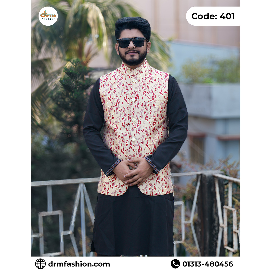 Premium Katan Panjabi with Waistcoat for Men | Elegant Eid Outfit | Code: 401