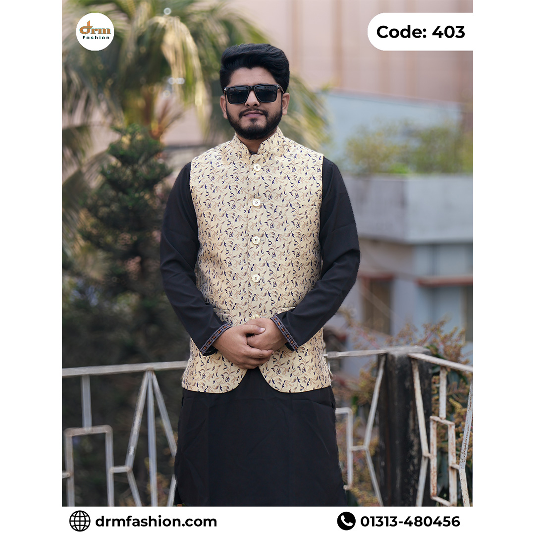 Premium Katan Panjabi with Stylish Waistcoat for Men | Royal Festive Outfit | Code: 403