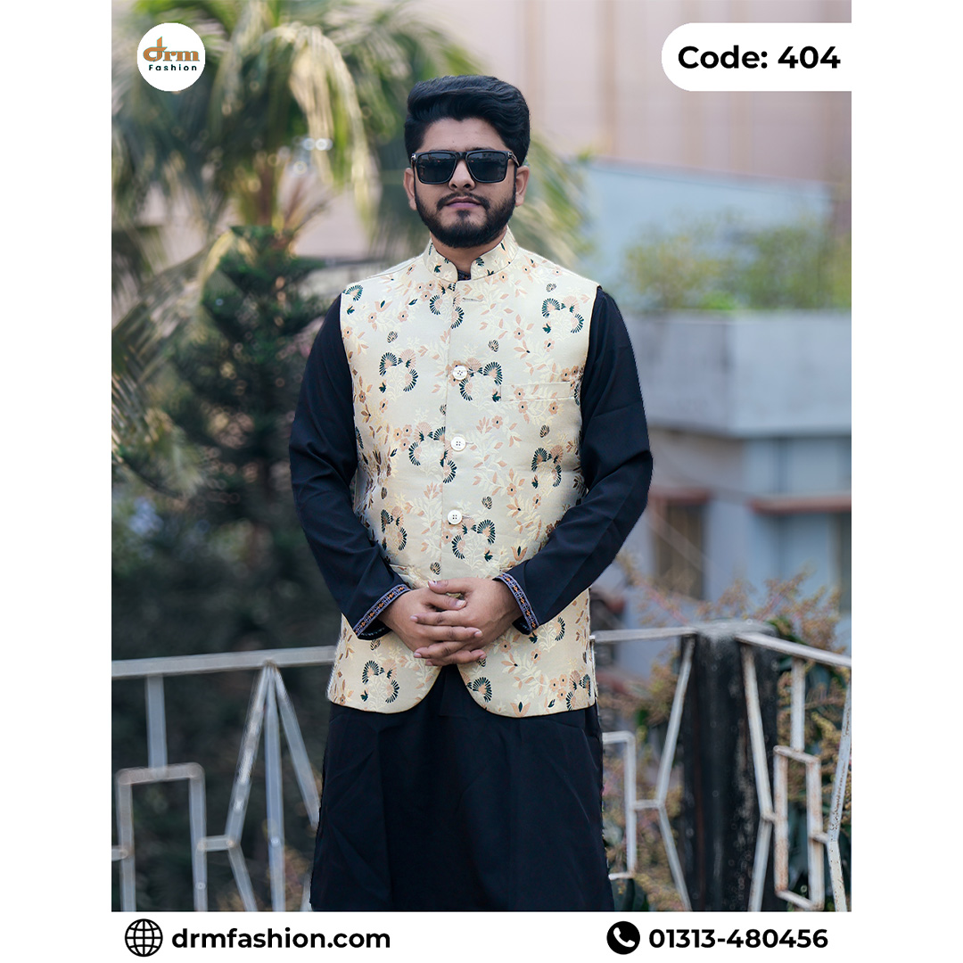 Premium Katan Panjabi with Designer Waistcoat for Men | Elegant Festive Outfit | Code: 404