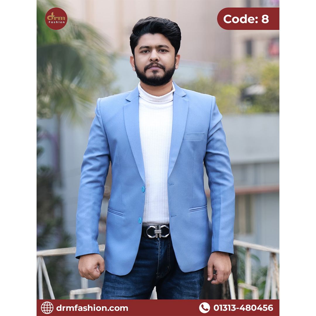 Premium Sky Blue Blazer for Men | Elegant Formal & Smart Casual Wear | Code: 08