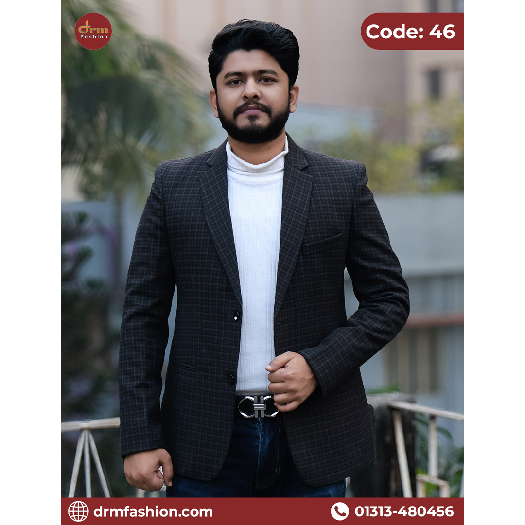 Dark Check Premium Blazer for Men | Smart Casual & Formal Wear | Code: 46