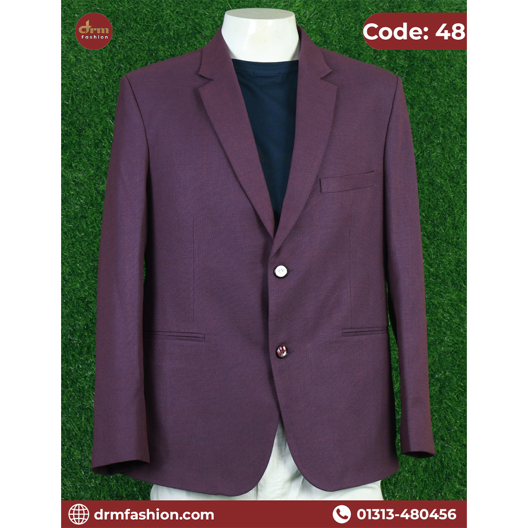 Premium Burgundy Textured Blazer for Men | Elegant Smart Casual & Party Wear | Code: 48