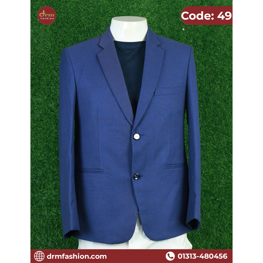 Classic Blue Textured Blazer for Men | Smart Casual & Formal Wear | Code: 49