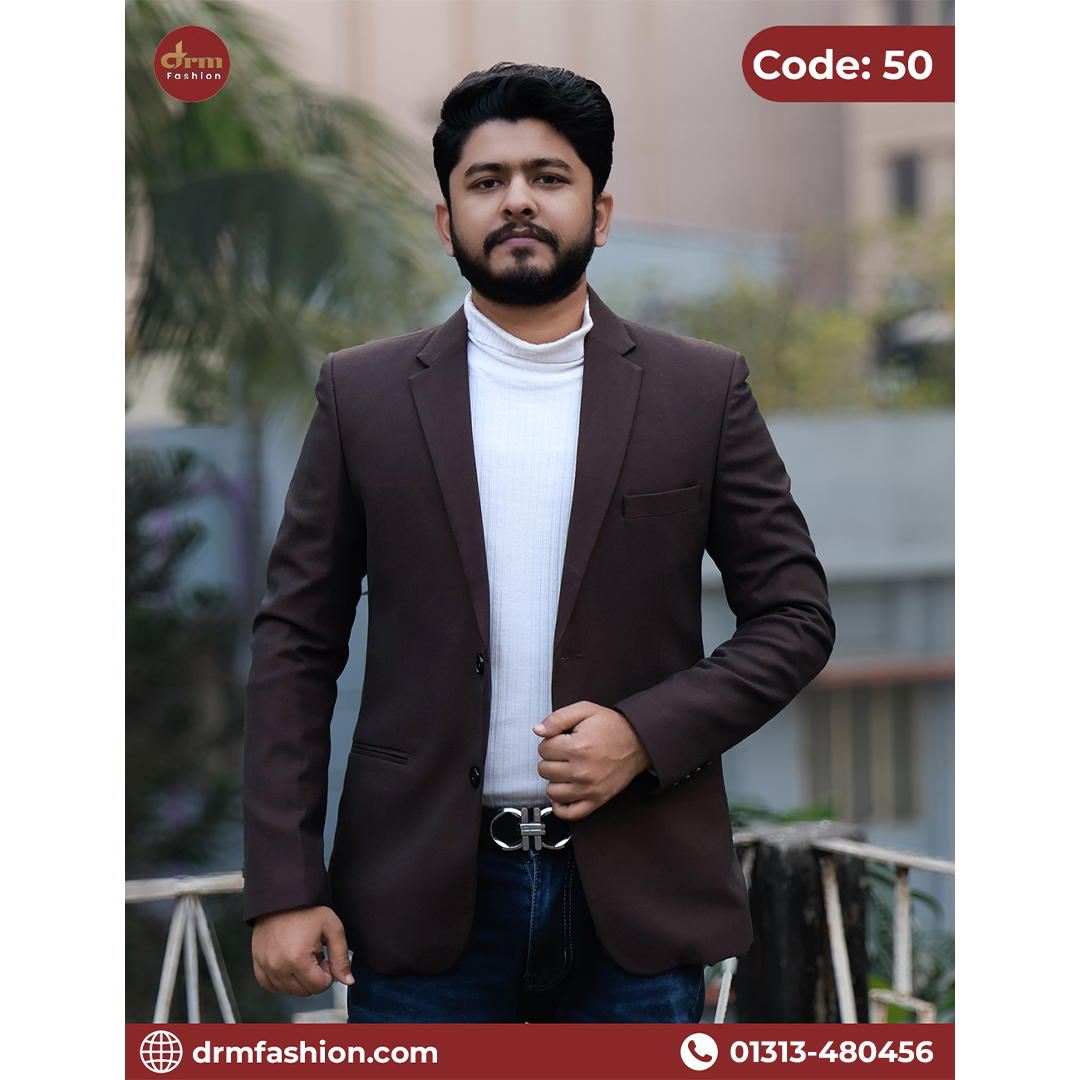 Classic Brown Textured Blazer for Men | Smart Casual & Formal Wear | Code: 50