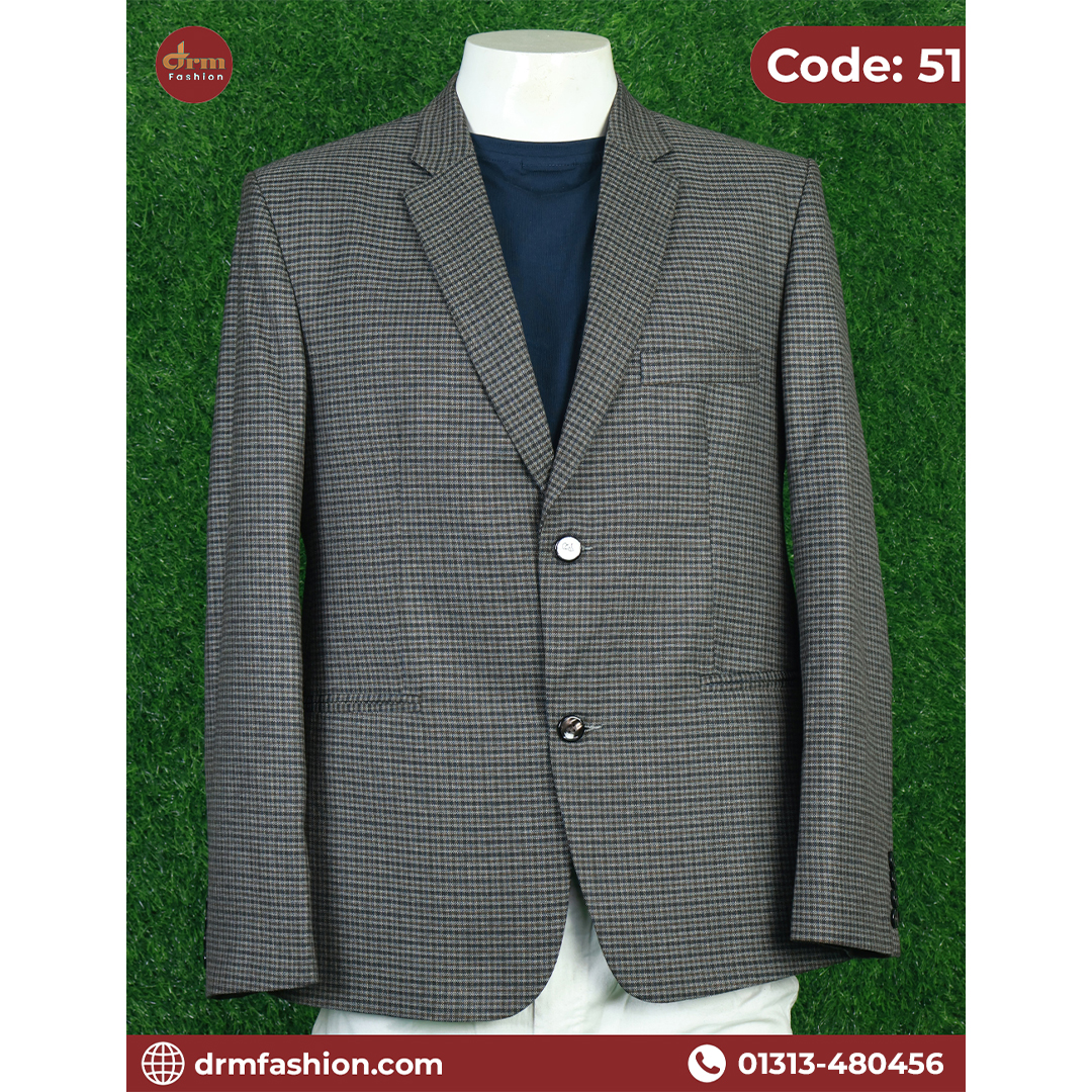 Micro Check Brown-Grey Blazer for Men | Smart Casual & Formal Wear | Code: 51