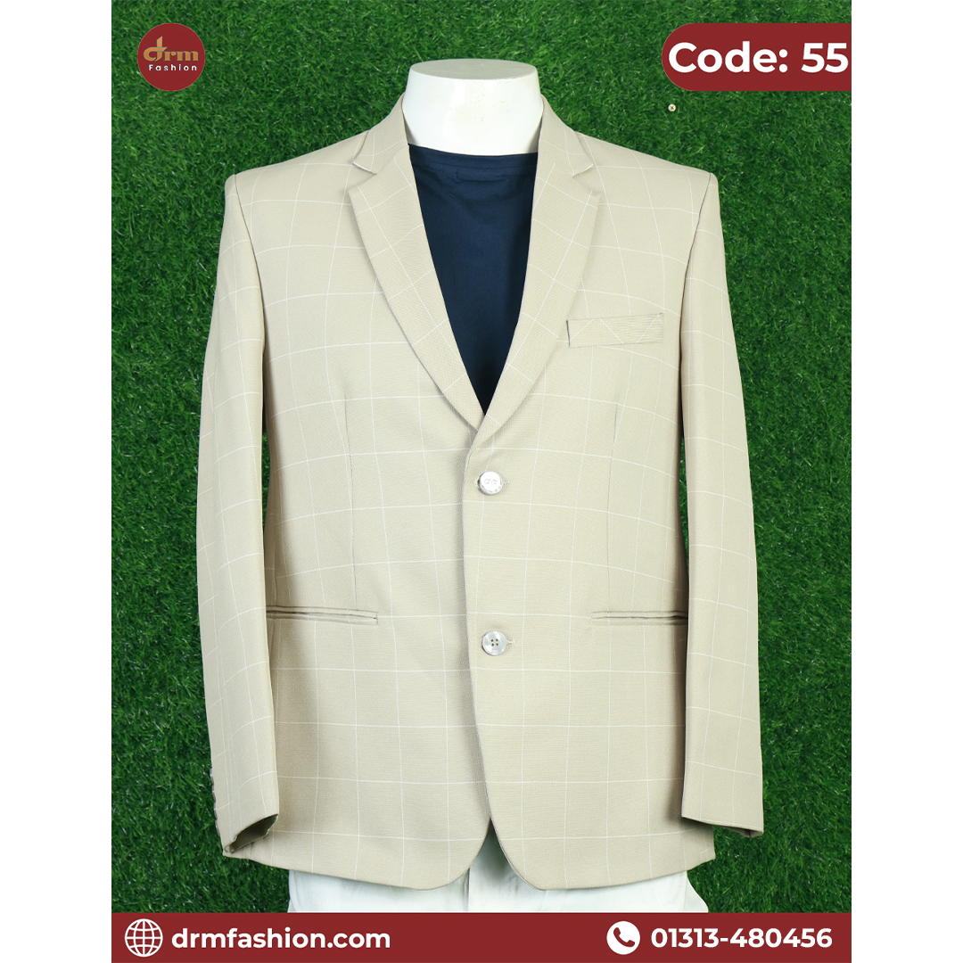 Beige Windowpane Check Blazer for Men | Smart Casual & Formal Wear | Code: 55