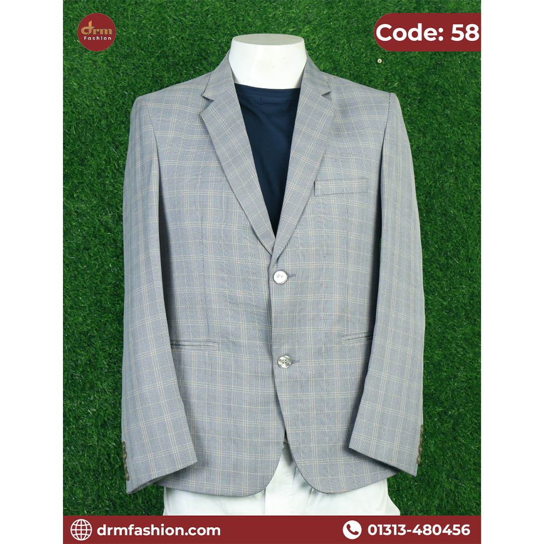 Classic Grey Glen Check Blazer for Men | Elegant Formal Style | Code: 58