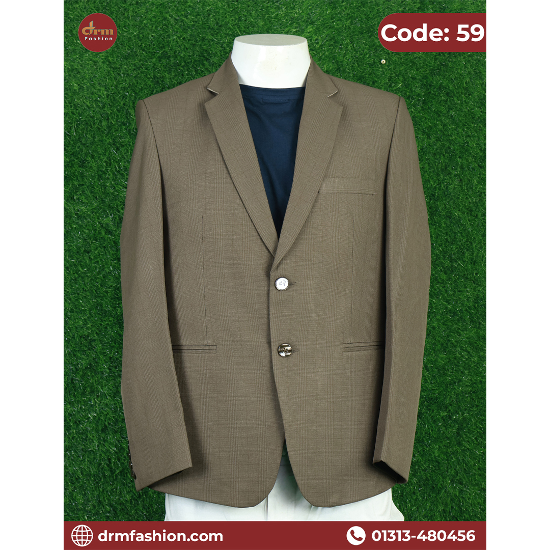 Olive Brown Textured Blazer for Men | Classic Formal Wear | Code: 59