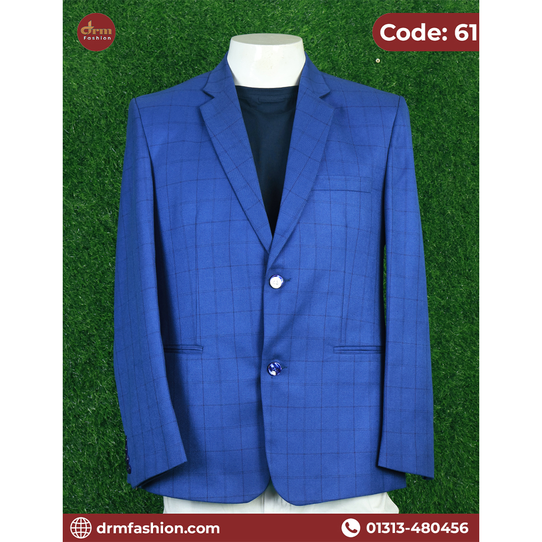 Royal Blue Subtle Check Blazer for Men | Premium Formal & Smart Casual | Code: 61