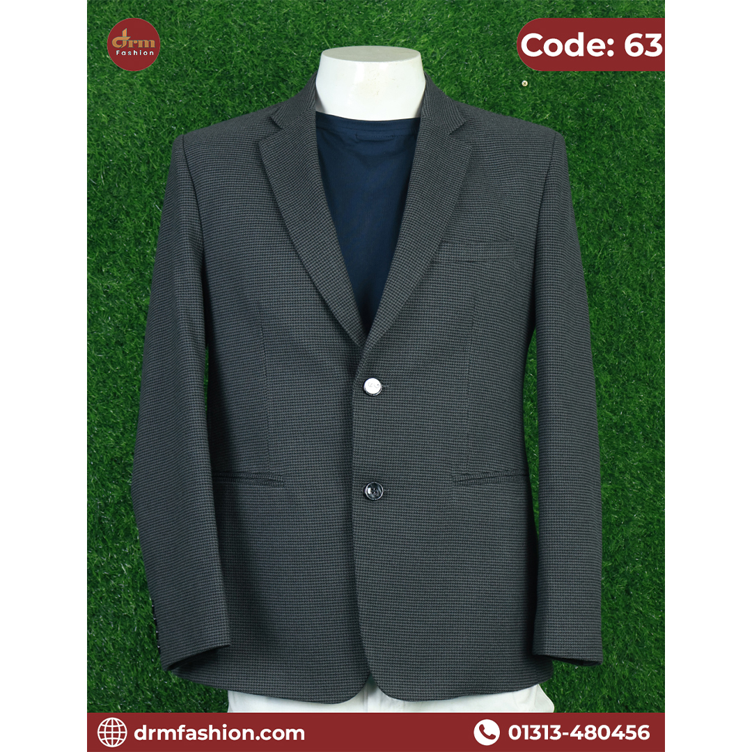 Charcoal Micro-Pattern Blazer for Men | Classic Formal Style | Code: 63