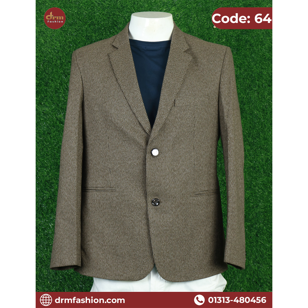 Brown Micro-Pattern Classic Blazer for Men | Premium Formal Wear | Code: 64