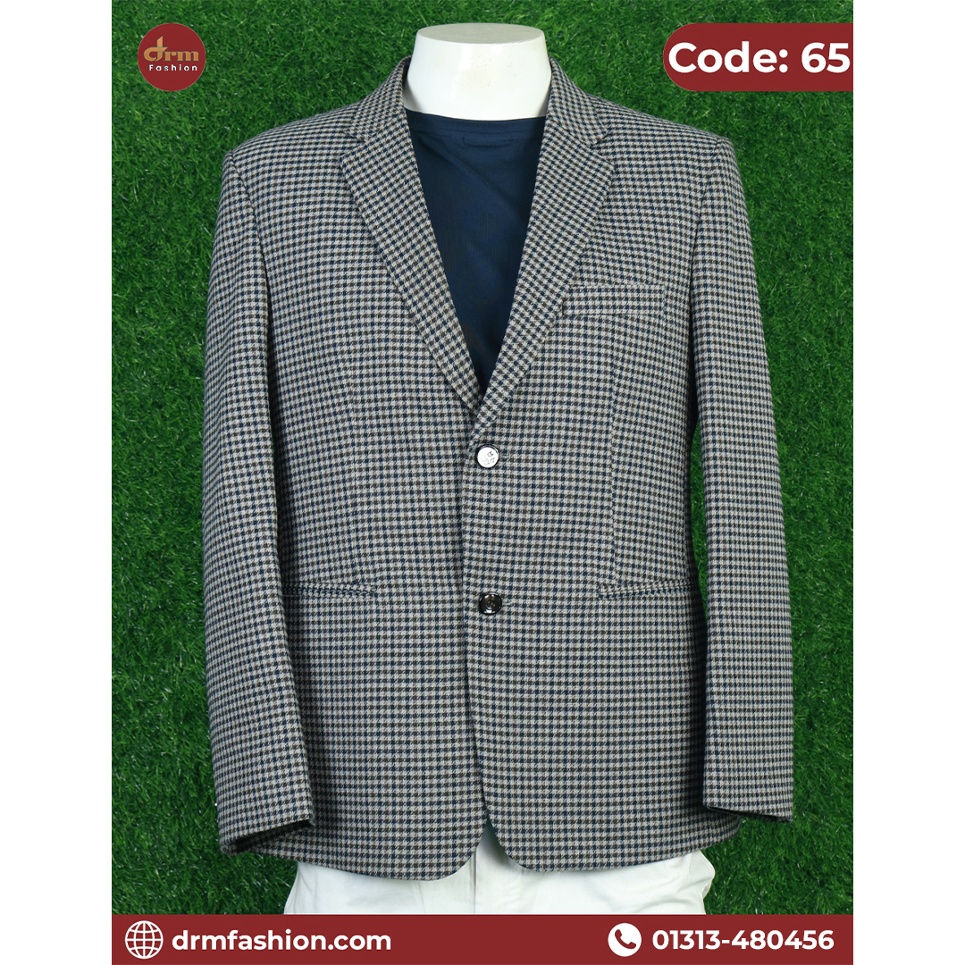 Black & White Houndstooth Check Blazer for Men | Classic Smart Formal | Code: 65