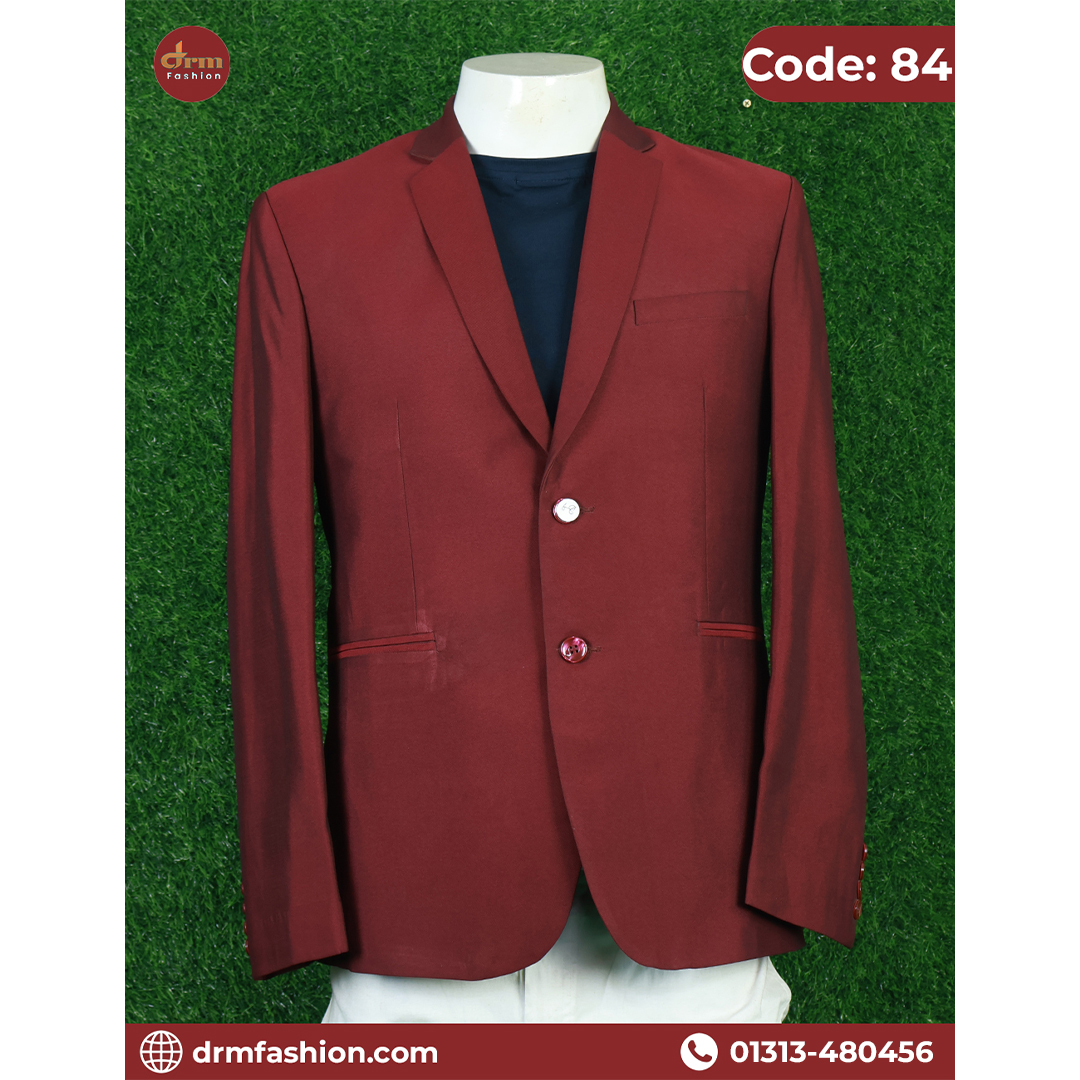 Deep Maroon Solid Premium Blazer for Men | Elegant Party & Formal Wear | Code: 84
