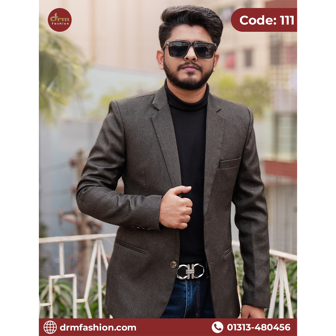 Golden Brown Check Premium Blazer for Men | Elegant Smart Casual & Formal Wear | Code: 111