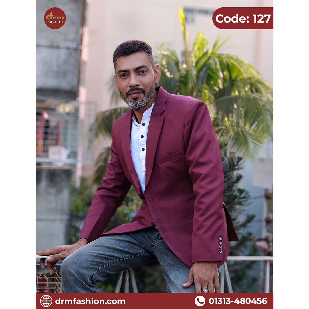 Maroon Premium Blazer for Men | Elegant Party & Smart Casual Wear | Code: 127