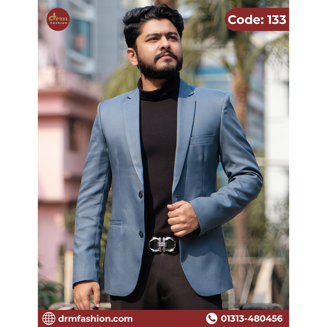 Steel Blue Premium Blazer for Men | Smart Casual & Formal Wear | Code: 133