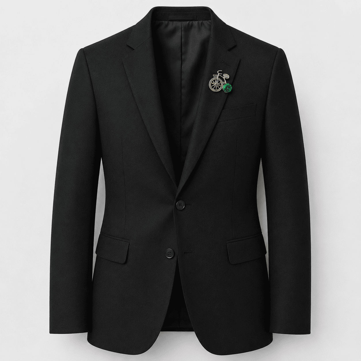 Luxury Bicycle Crystal Blazer Brooch – Gold & Emerald Green | BR-502