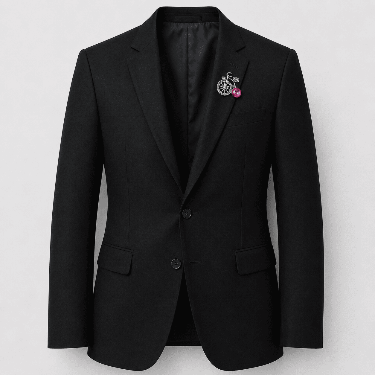 Luxury Bicycle Crystal Blazer Brooch – Silver & Ruby Pink | BR-506