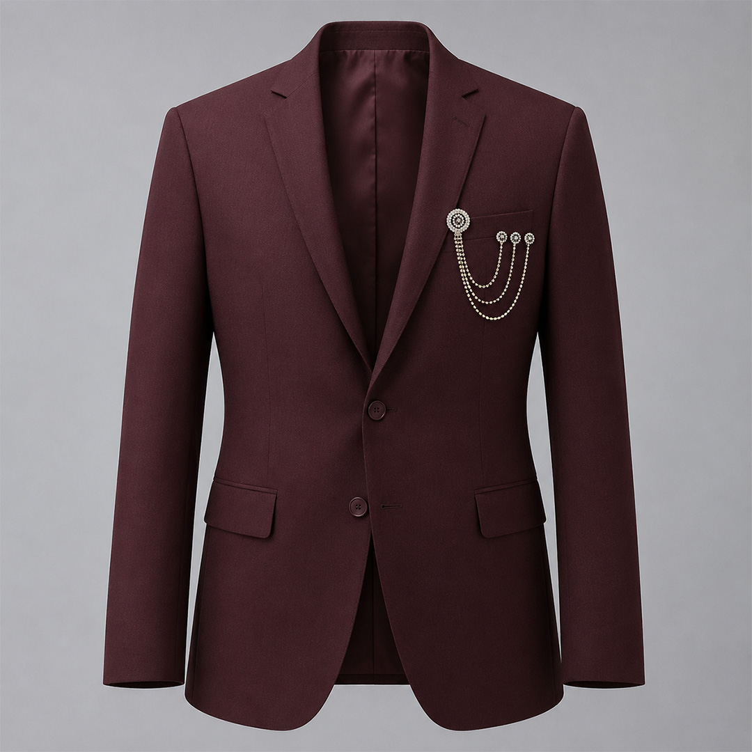 Luxury Royal Crystal Multi Chain Blazer Brooch – Gold & Midnight Black | BR-521