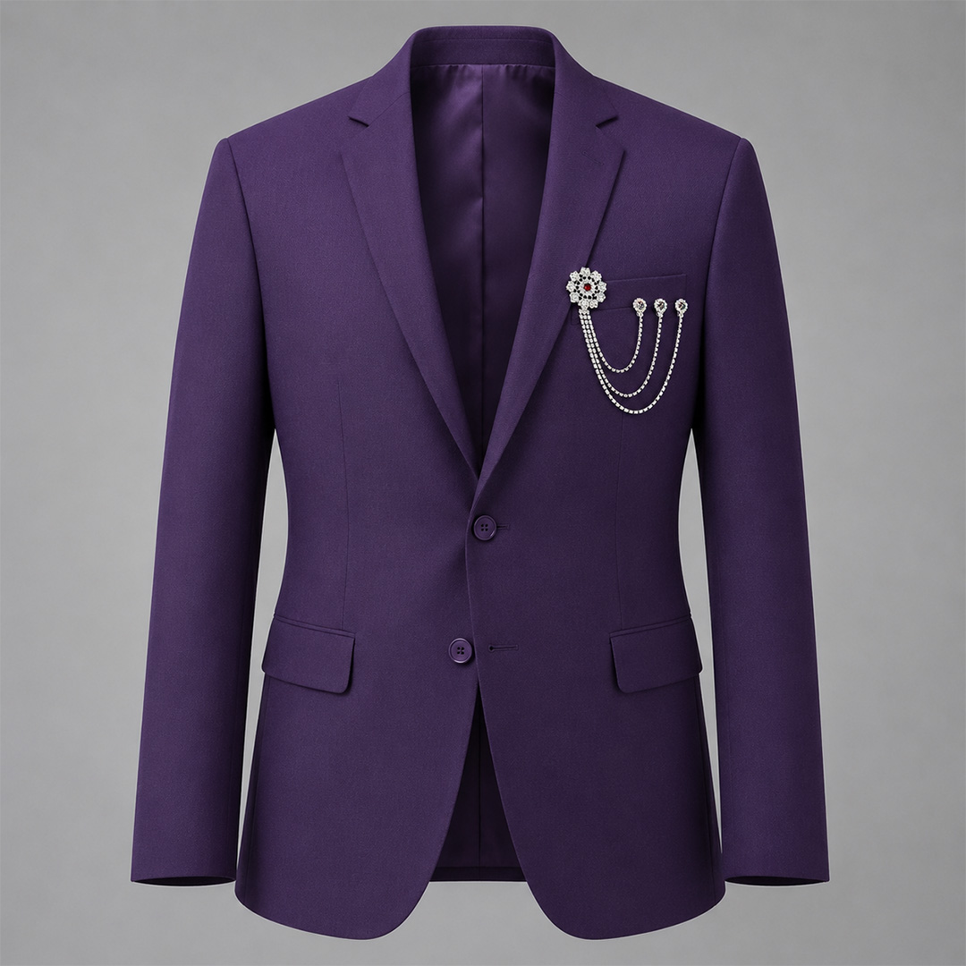 Luxury Ruby Crystal Floral Multi Chain Blazer Brooch – Silver Royal Design | BR-523